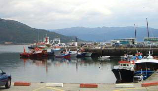 Muros harbour with fishing boats