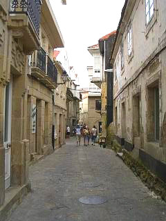 A narrow colonnaded street