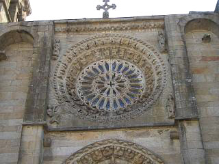 The circular window of San Martino church in Noia Galicia
