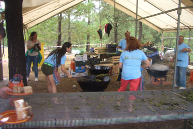 The peppers being fried