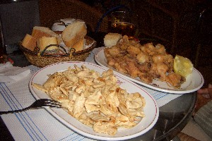 Tapas - calamares and chicken