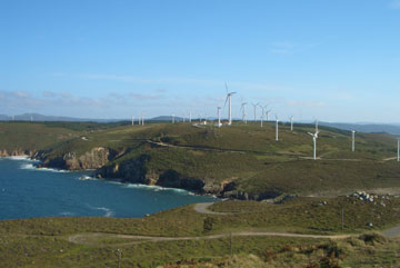 The coast and wind farms around the lighthouse