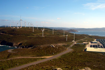 The sea farm and more windmills to the side of the lighthouse