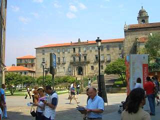 A square and church in Pontevedra old town