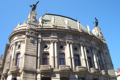 A close up of one of Vigo's civic buildings