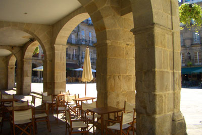 Looking through the arches in one of the squares